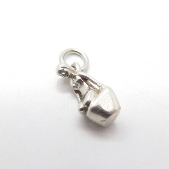 925 Sterling Silver Vintage Naked Sitting Girl Charm Pendant - Picture 4 of 8